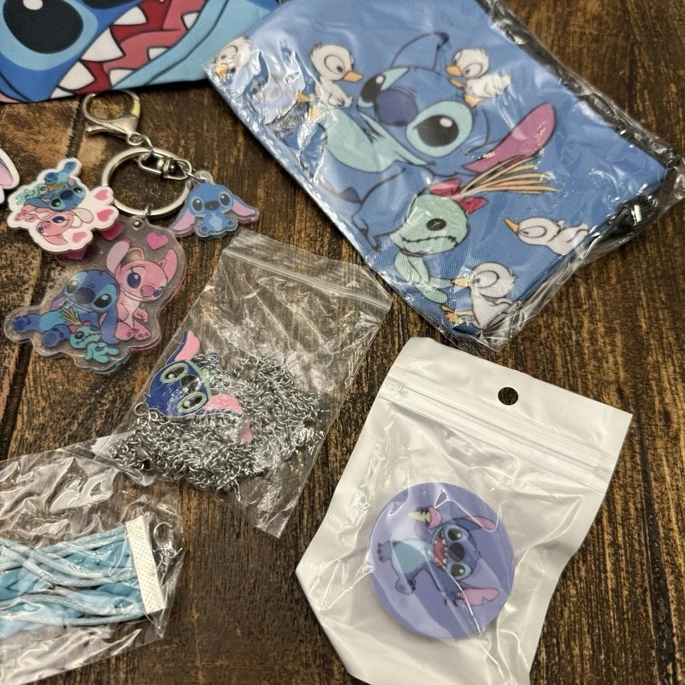 Lilo & Stitch Lot Of 10 Sets Party Favor Birthday Keychain Stickers Jewelry Bags